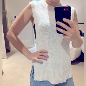 Express sleeveless high low white sweater size medium
